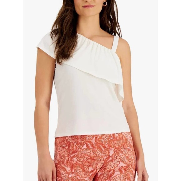 WILLOW Drive One Sleeve Ruffled Top - Picture 1 of 8